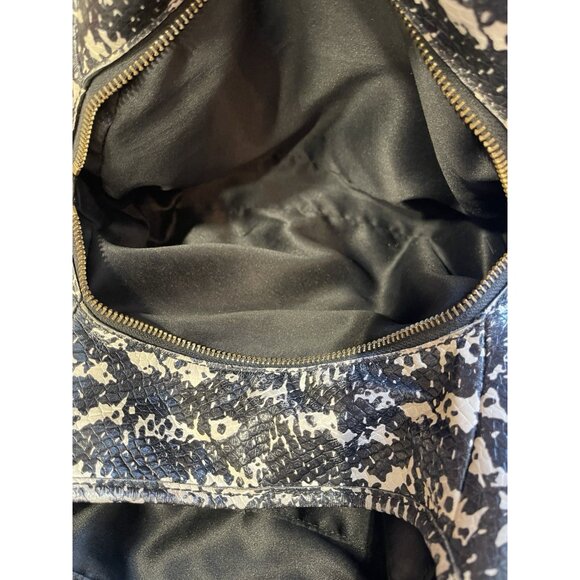 Coach Black Leather Tote Shoulder Bag F1393 Python Snake Print Trim Medium - Picture 14 of 15